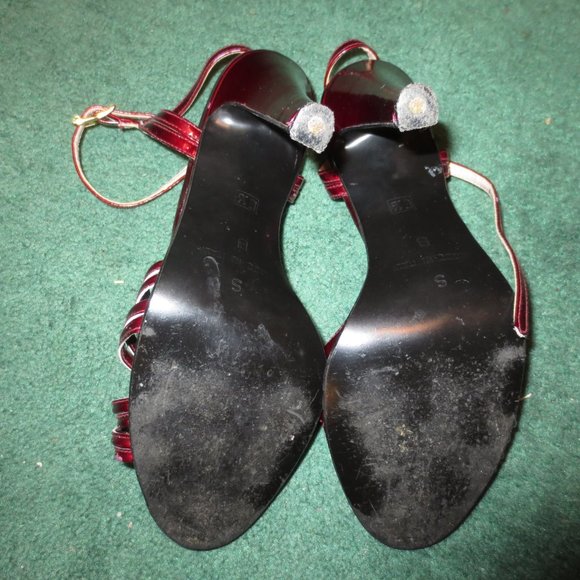 LAST CHANCE Vintage Made in ITALY Scarlet Red Quarter Strap High Heel Sandals - Picture 9 of 9